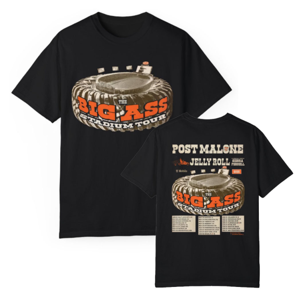 Post Malone Jelly Roll Big Ass Stadium Tour 2025 T-Shirt For Women - Image 3