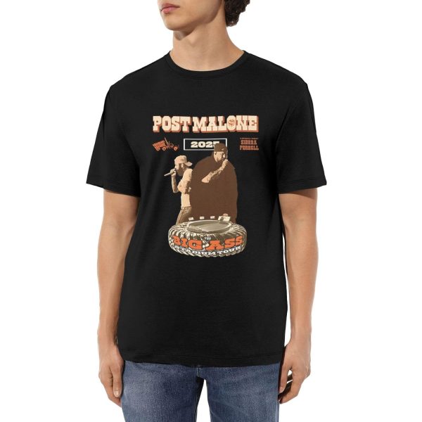 Post Malone Jelly Roll Big Ass Stadium Tour 2025 T-Shirt For Men - Image 6