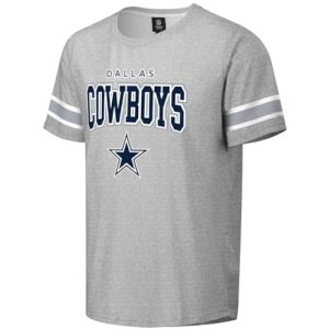NFL Men's Officially Licensed Gray Team Color Primary Logo Arched Wordmark Performance Crewneck Short Sleeve T-Shirt