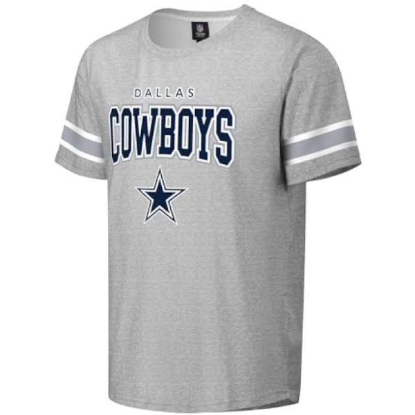 NFL Men's Officially Licensed Gray Team Color Primary Logo Arched Wordmark Performance Crewneck Short Sleeve T-Shirt