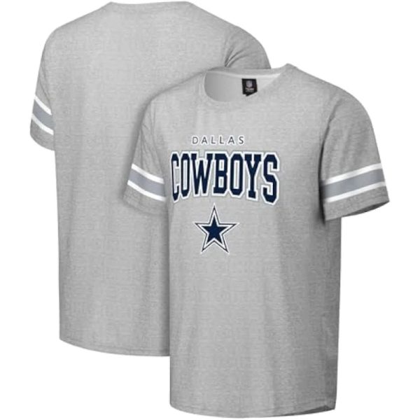 NFL Men's Officially Licensed Gray Team Color Primary Logo Arched Wordmark Performance Crewneck Short Sleeve T-Shirt - Image 2