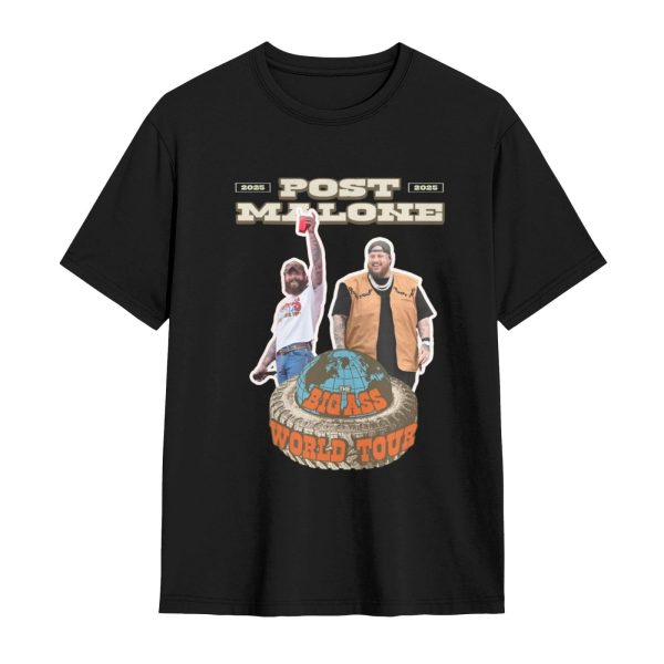 Post Malone Jelly Roll Big Ass Stadium Tour 2025 T-Shirt For Men - Image 7