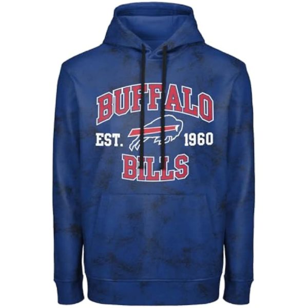 NFL Men's Officially Licensed Established Wordmark Camo Performance Throwback Team Color Pullover Sweatshirt Hoodie